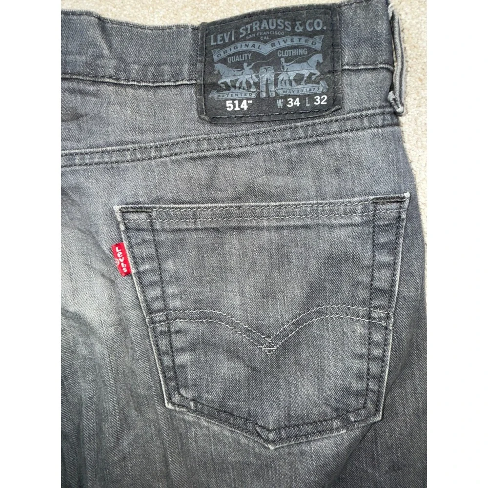 Levi's 514 Straight Fit Jeans Men 34x32 Gray Denim Mid Rise Medium‎ Wash Outdoor